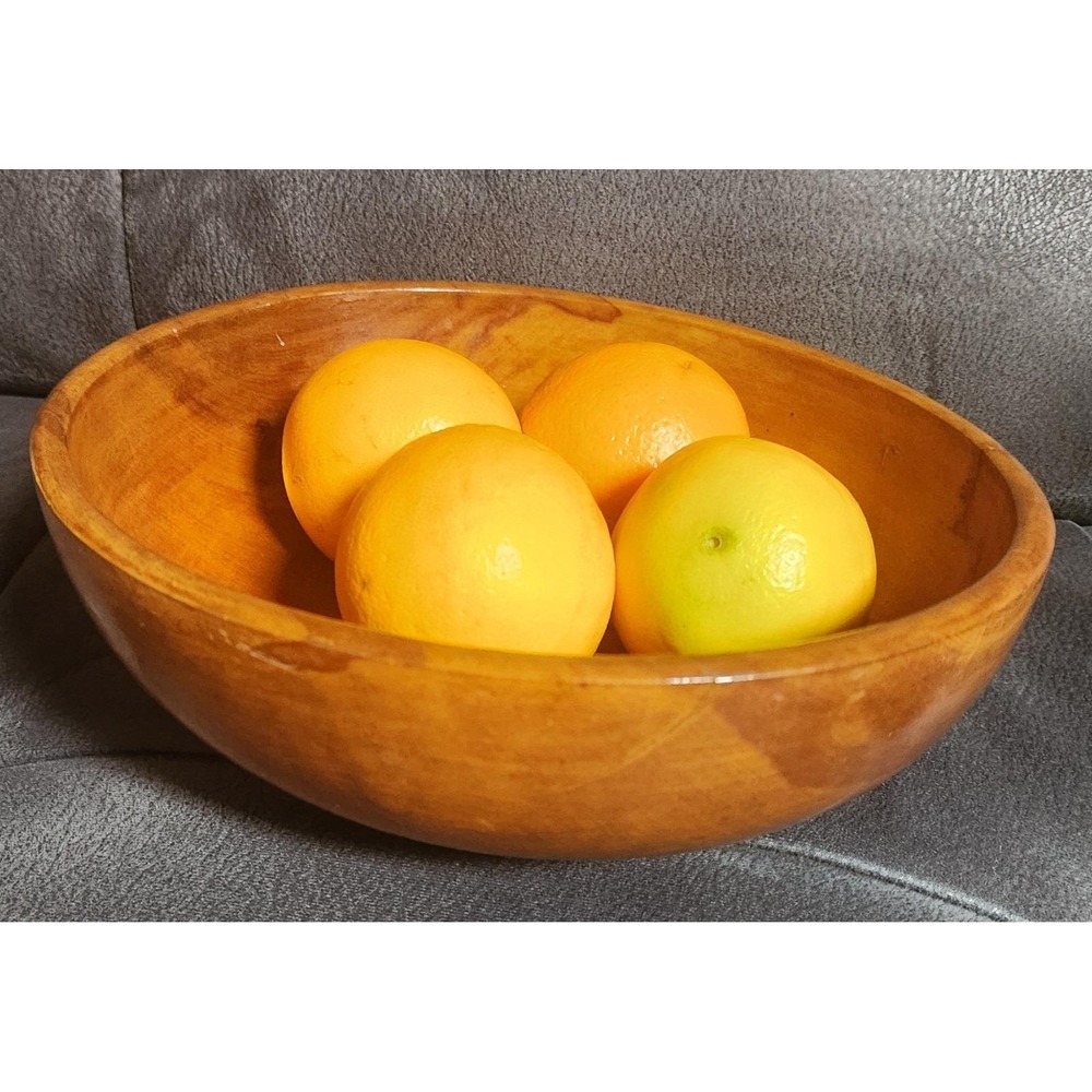 Vintage Wooden Bowl Home Decor Collectible / 10" Diameter x 4" H - Picture 5 of 5